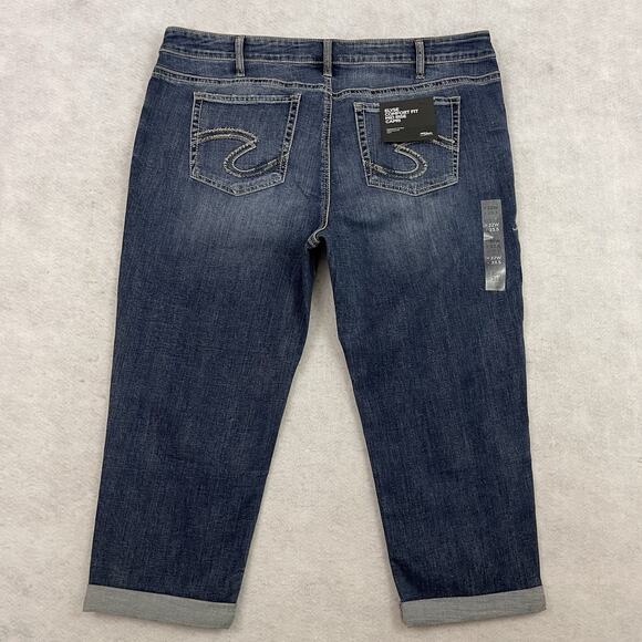 Silver Jeans Elyse Curvy Fit Mid‑Rise Capri 22W/23L Indigo NWT - Picture 5 of 15